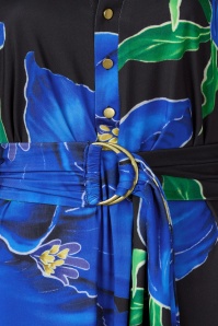 K-Design - Elena flower midi jurk in zwart en blauw 2