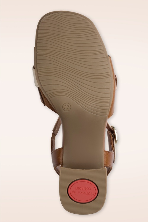 Tamaris - Desert Duo lederen sandalen in bruin en ivoorwit 3