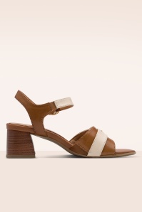 Tamaris - Desert Duo lederen sandalen in bruin en ivoorwit 4