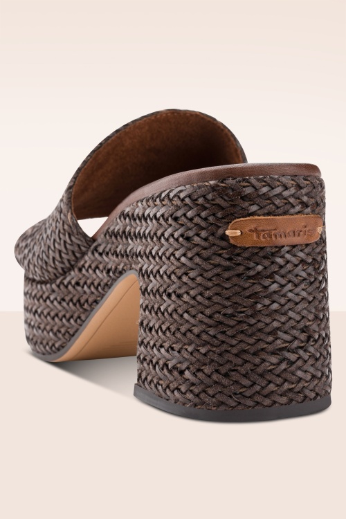 Tamaris - Nomad Chic Woven platfom muiltjes in mocha 3