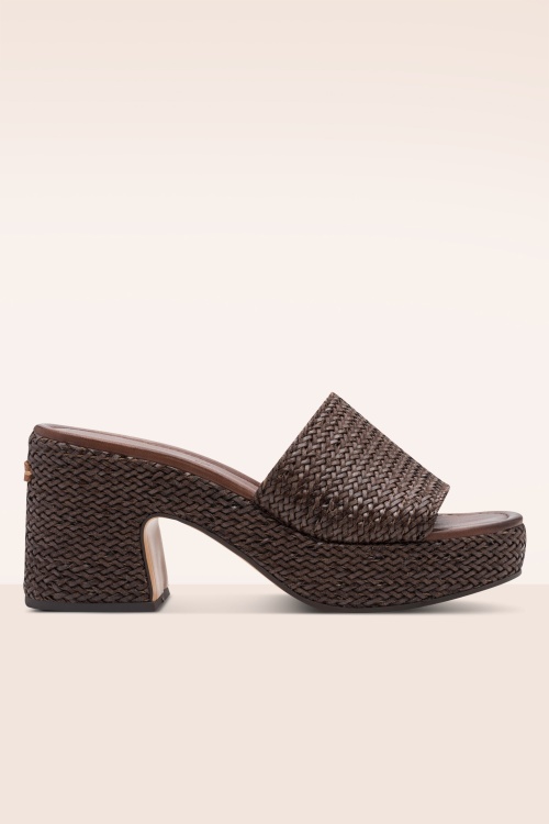 Tamaris - Nomad Chic Woven platfom muiltjes in mocha
