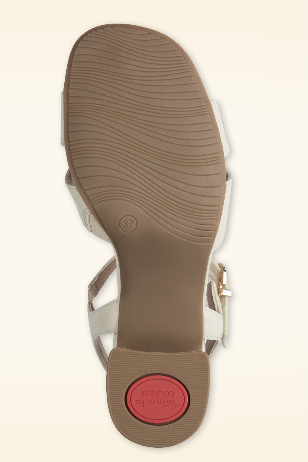 Tamaris - Elegant Ease lak sandaaltjes in crème 3