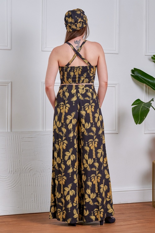 Banned Retro - Elizabeth Golden Hour Palazzo Trousers in Black 2