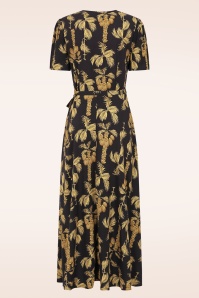 Banned Retro - Carol Golden Hour midi wikkeljurk in zwart 5