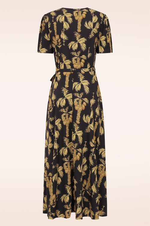 Banned Retro - Carol Golden Hour midi wikkeljurk in zwart 5