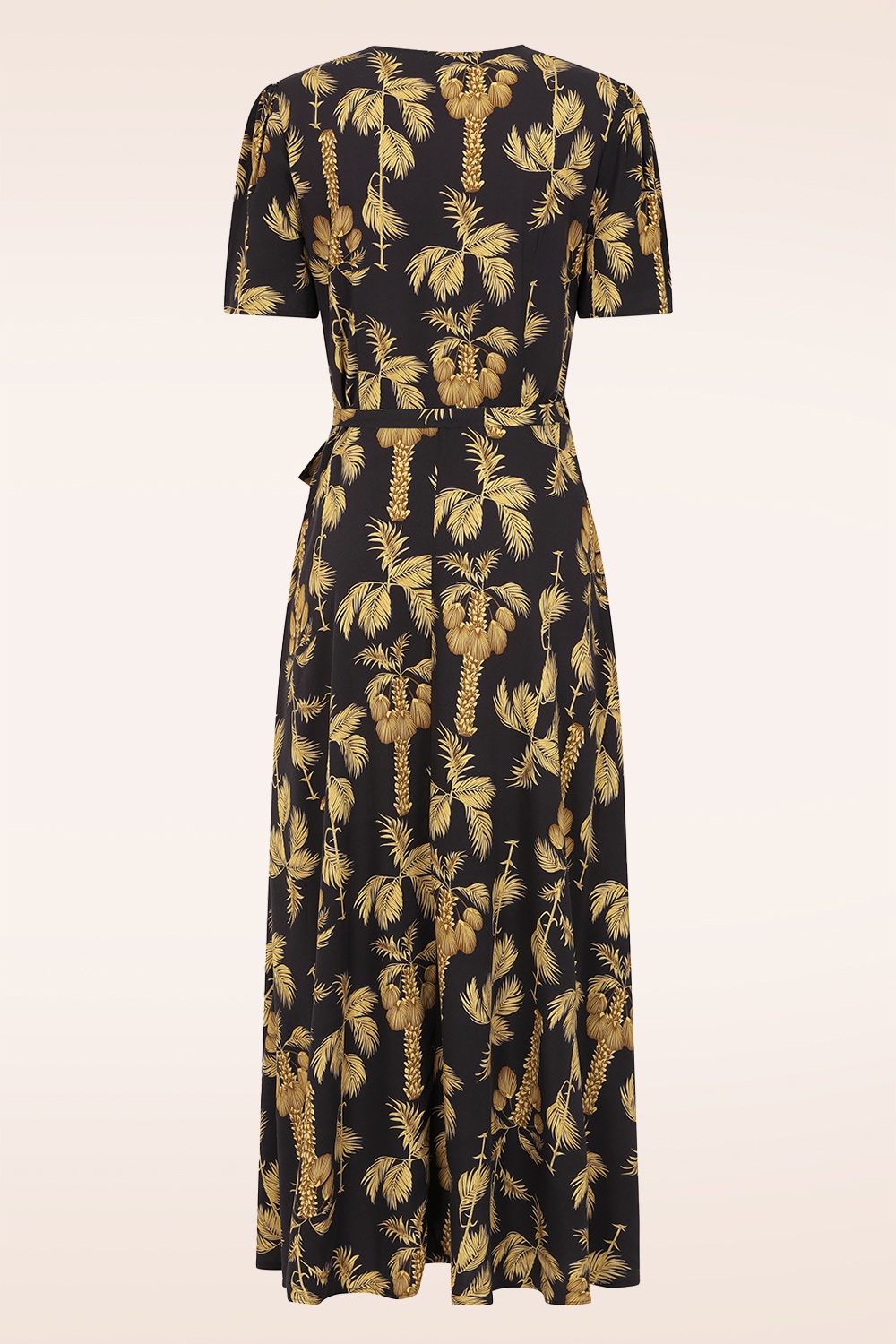 Banned Retro - Carol Golden Hour midi wikkeljurk in zwart 5