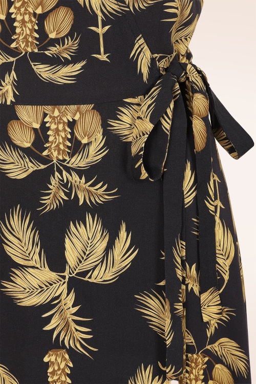 Banned Retro - Carol Golden Hour midi wikkeljurk in zwart 6