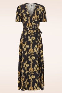 Banned Retro - Carol Golden Hour midi wikkeljurk in zwart 2