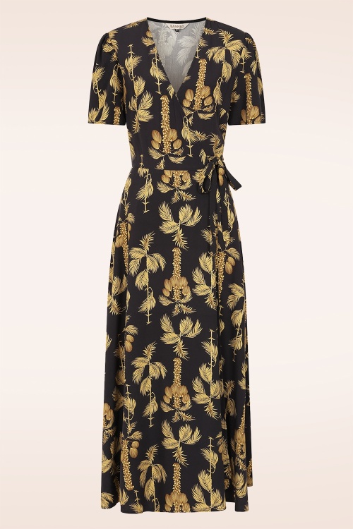 Banned Retro - Carol Golden Hour midi wikkeljurk in zwart 2