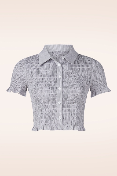 Glamorous - Cloudberry gingham katoenen smoktop in grijs