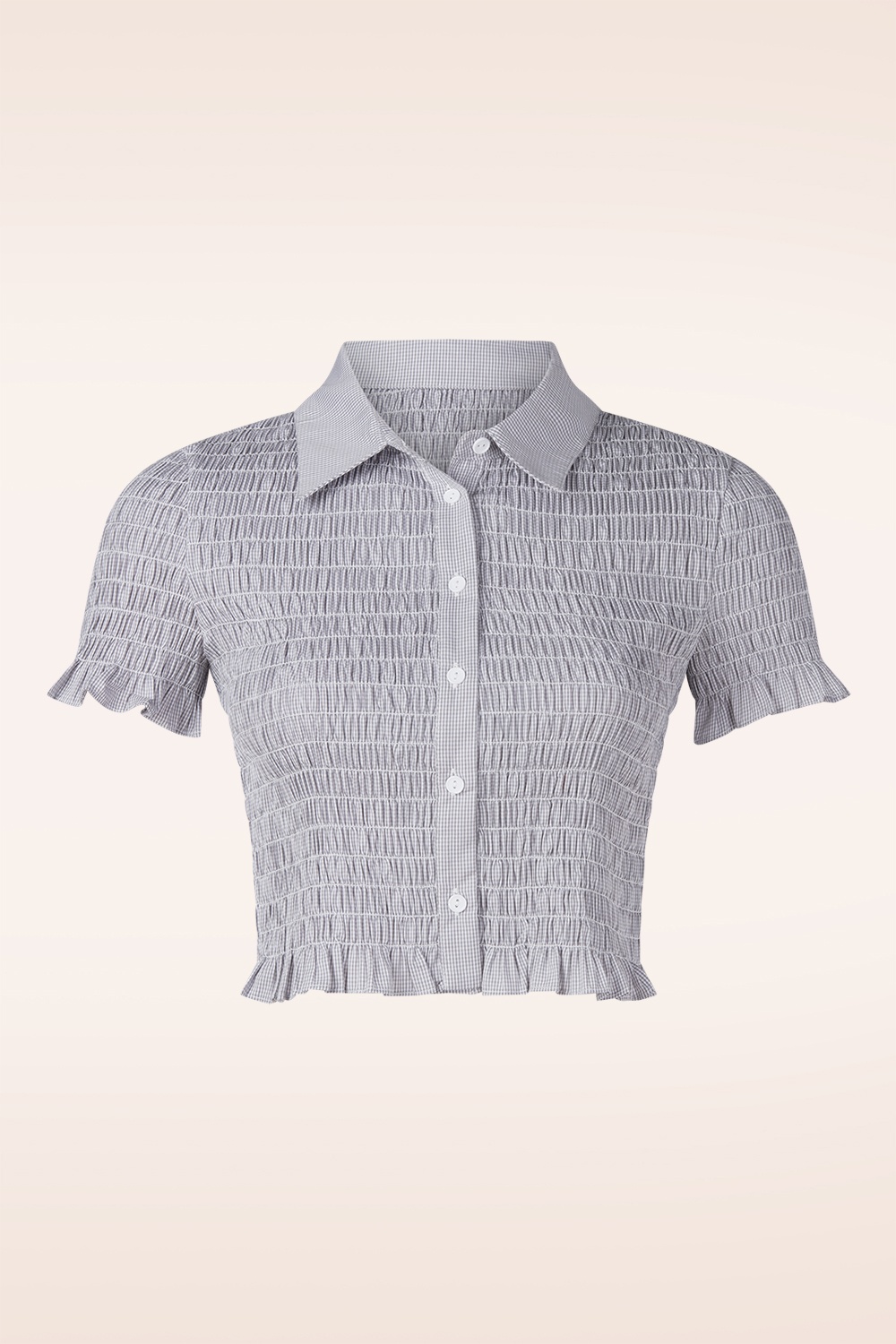 Glamorous - Cloudberry gingham katoenen smoktop in grijs