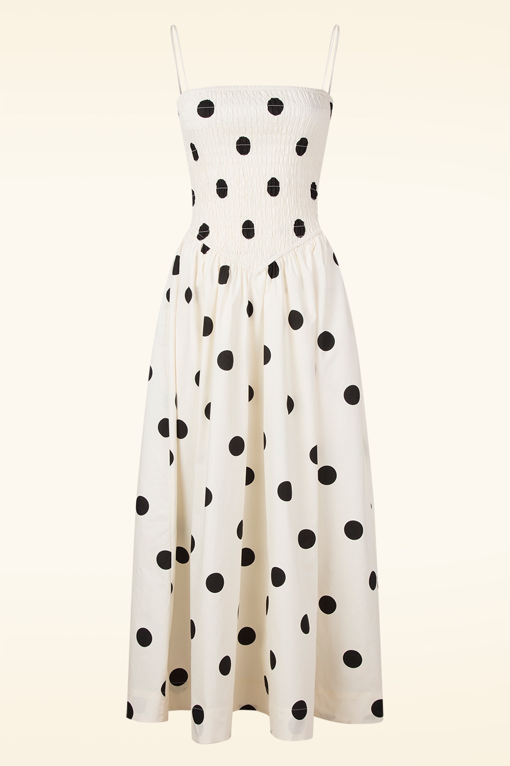 Glamorous - Patty polkadot maxi jurk in crème en zwart