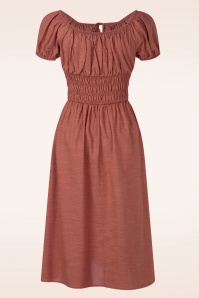 Glamorous - Ophelia gesmokte midi jurk in koper 3