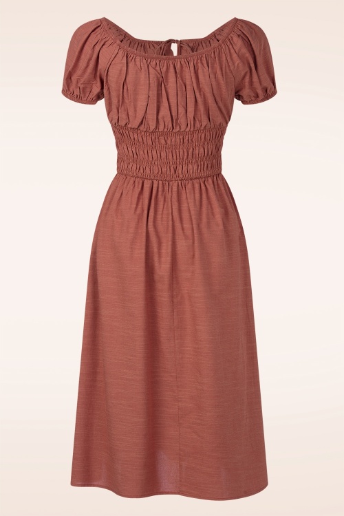 Glamorous - Ophelia gesmokte midi jurk in koper 3