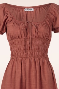 Glamorous - Ophelia gesmokte midi jurk in koper 2