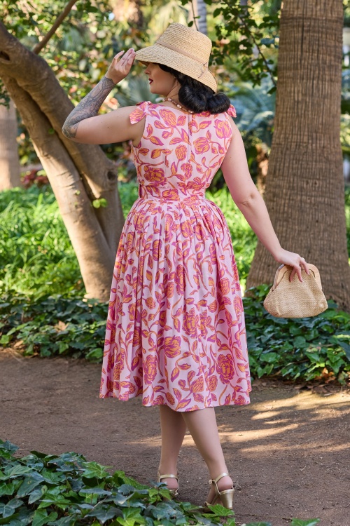 Miss Candyfloss - Orlane Pia Floral swing jurk in paars 4