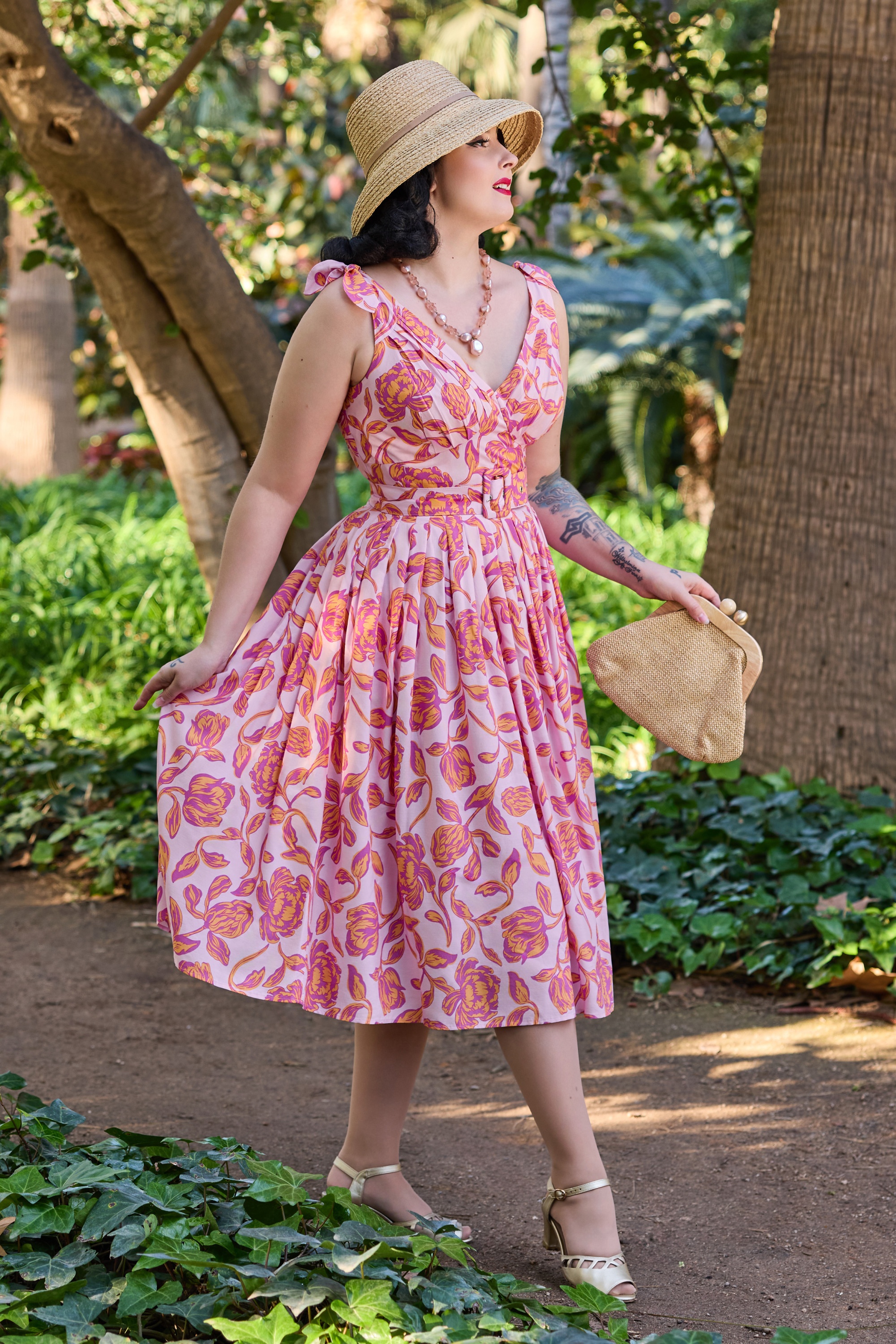 Miss Candyfloss - Orlane Pia Floral swing jurk in paars 3