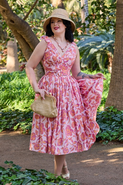 Miss Candyfloss - Orlane Pia Floral swing jurk in paars