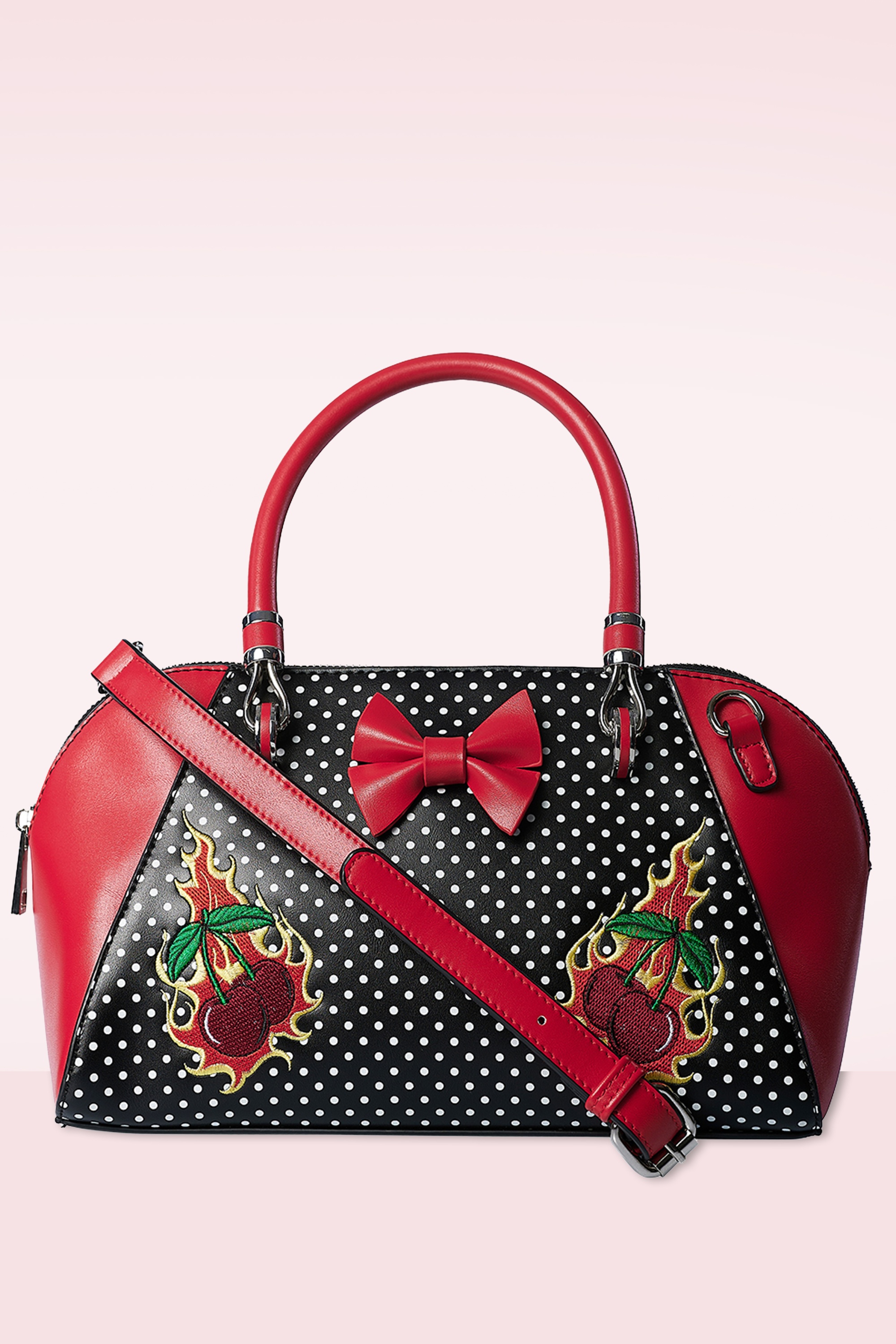 Banned Retro - Cherry Blaze handtas in zwart en rood 2