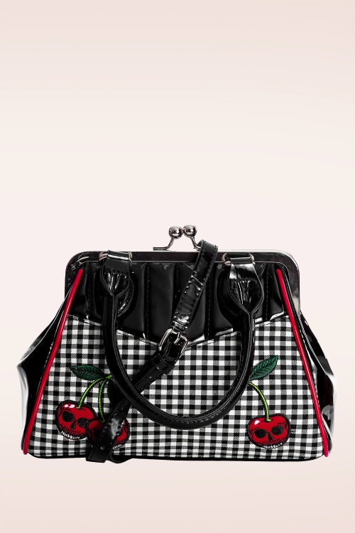 Banned Retro - Rockabilly Cherry handtas in zwart 4