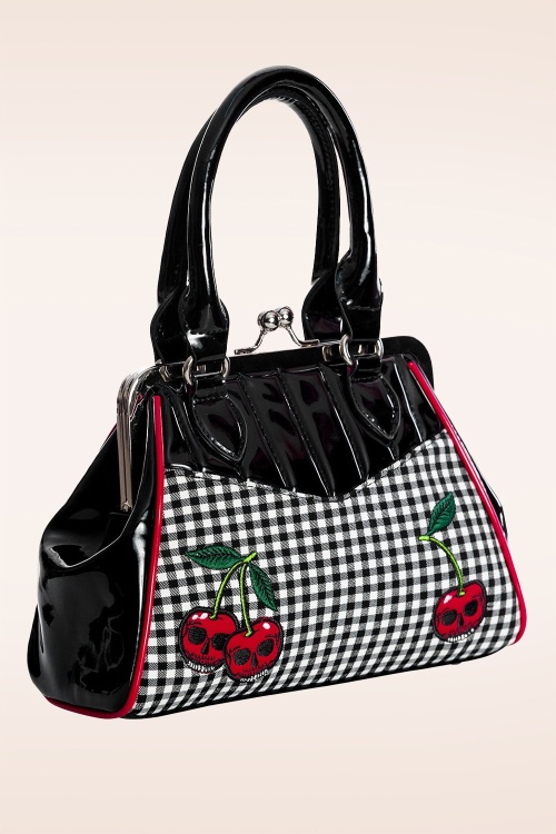 Banned Retro - Rockabilly Cherry handtas in zwart 2