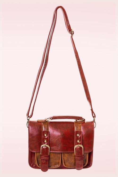 Banned Retro - Leila handtas in rood en bruin
