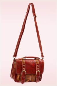 Banned Retro - Leila handtas in rood en bruin 2