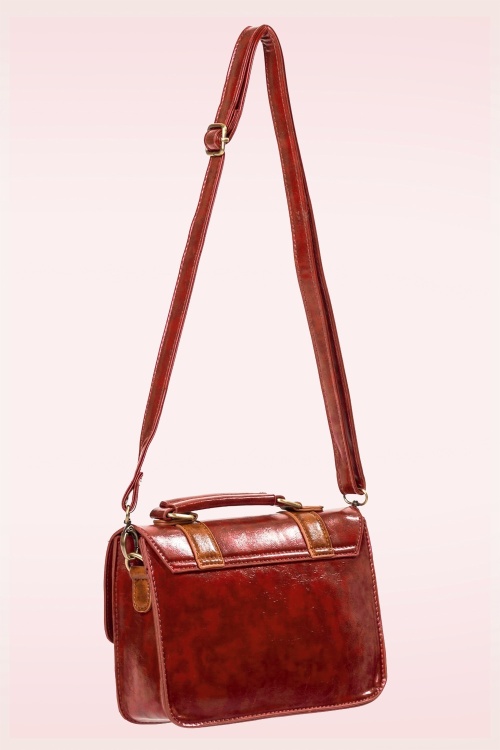 Banned Retro - Leila handtas in rood en bruin 3