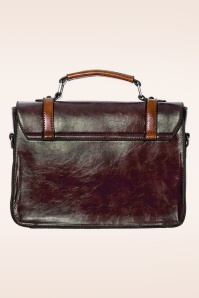 Banned Retro - Buckled and Bowed Messenger handtas in donkere koffie 2