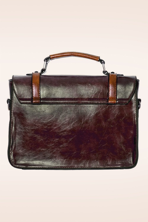 Banned Retro - Buckled and Bowed Messenger handtas in donkere koffie 2