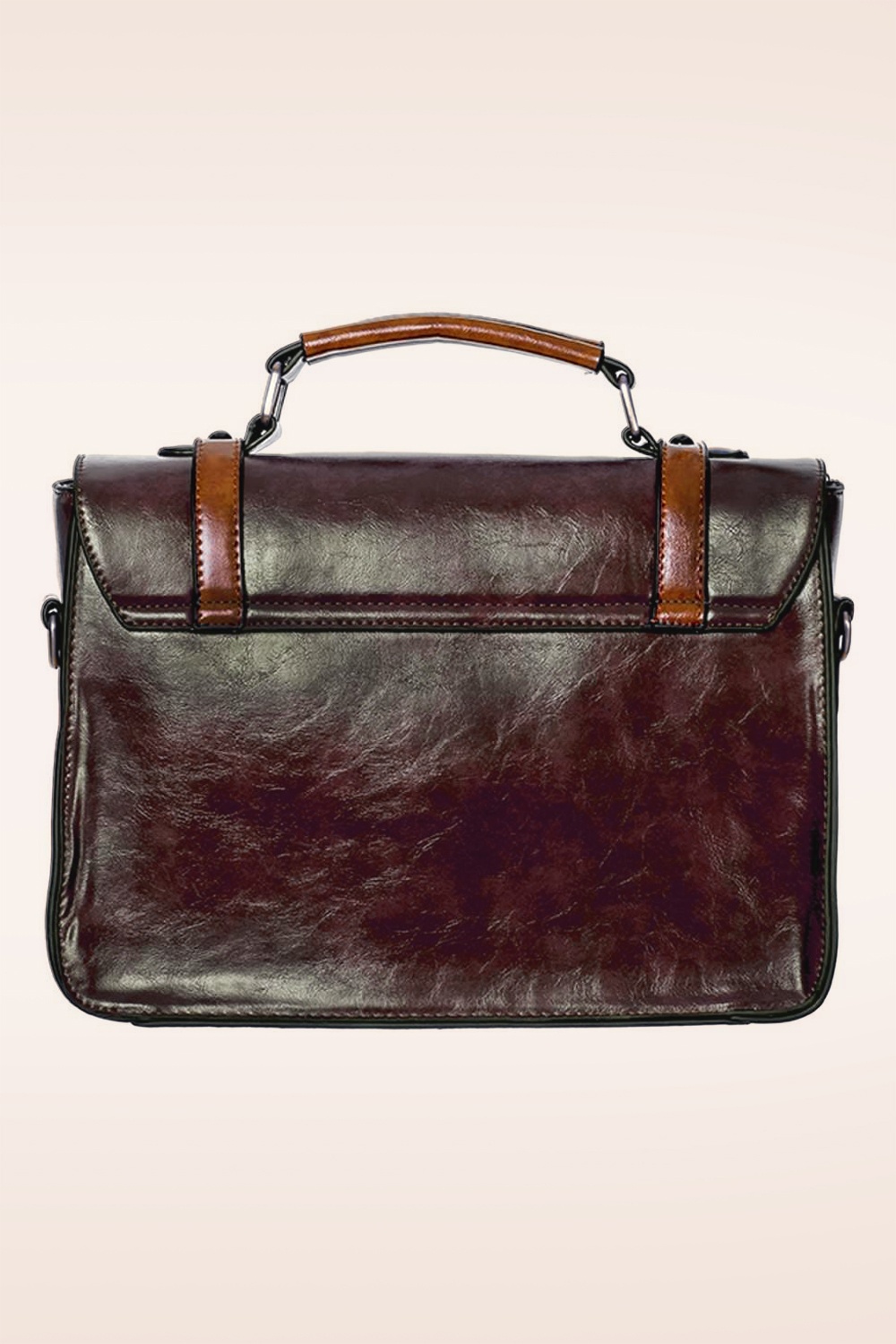 Banned Retro - Buckled and Bowed Messenger handtas in donkere koffie 2