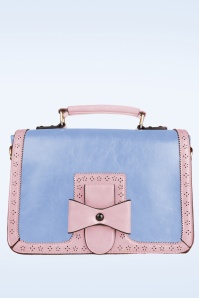 Banned Retro - Scandal Office handtas in lichtblauw en roze