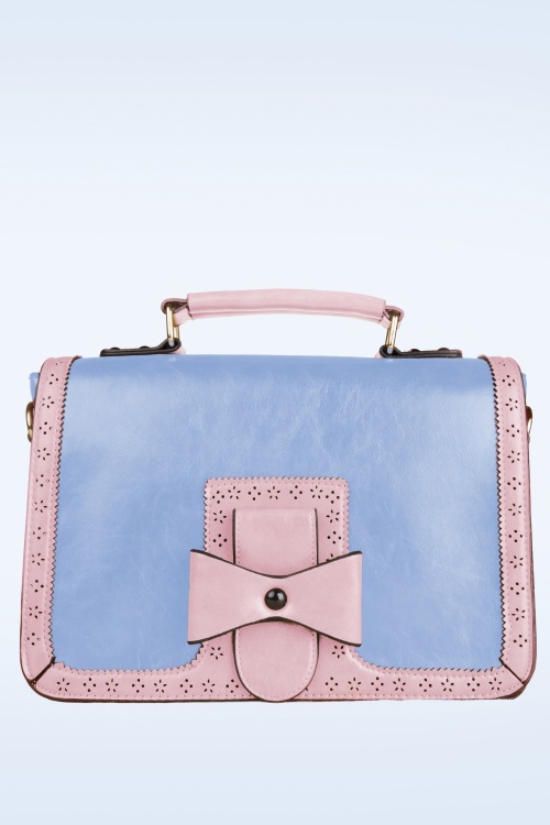 Banned Retro - Scandal Office handtas in lichtblauw en roze
