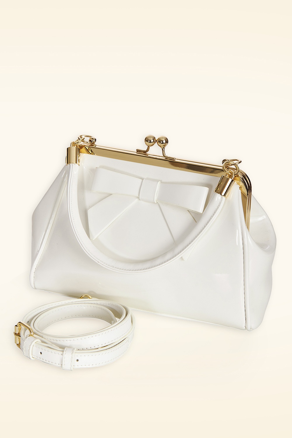 Banned Retro - California Nights lak handtas in gebroken wit 2