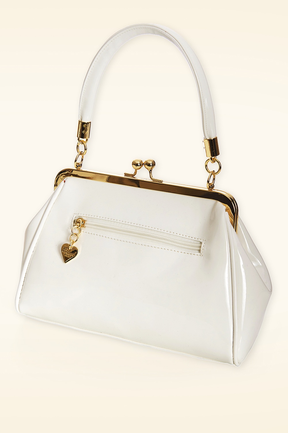 Banned Retro - California Nights lak handtas in gebroken wit 4