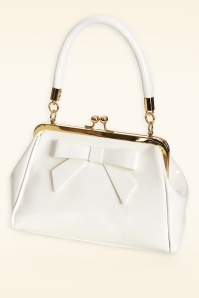 Banned Retro - California Nights lak handtas in gebroken wit