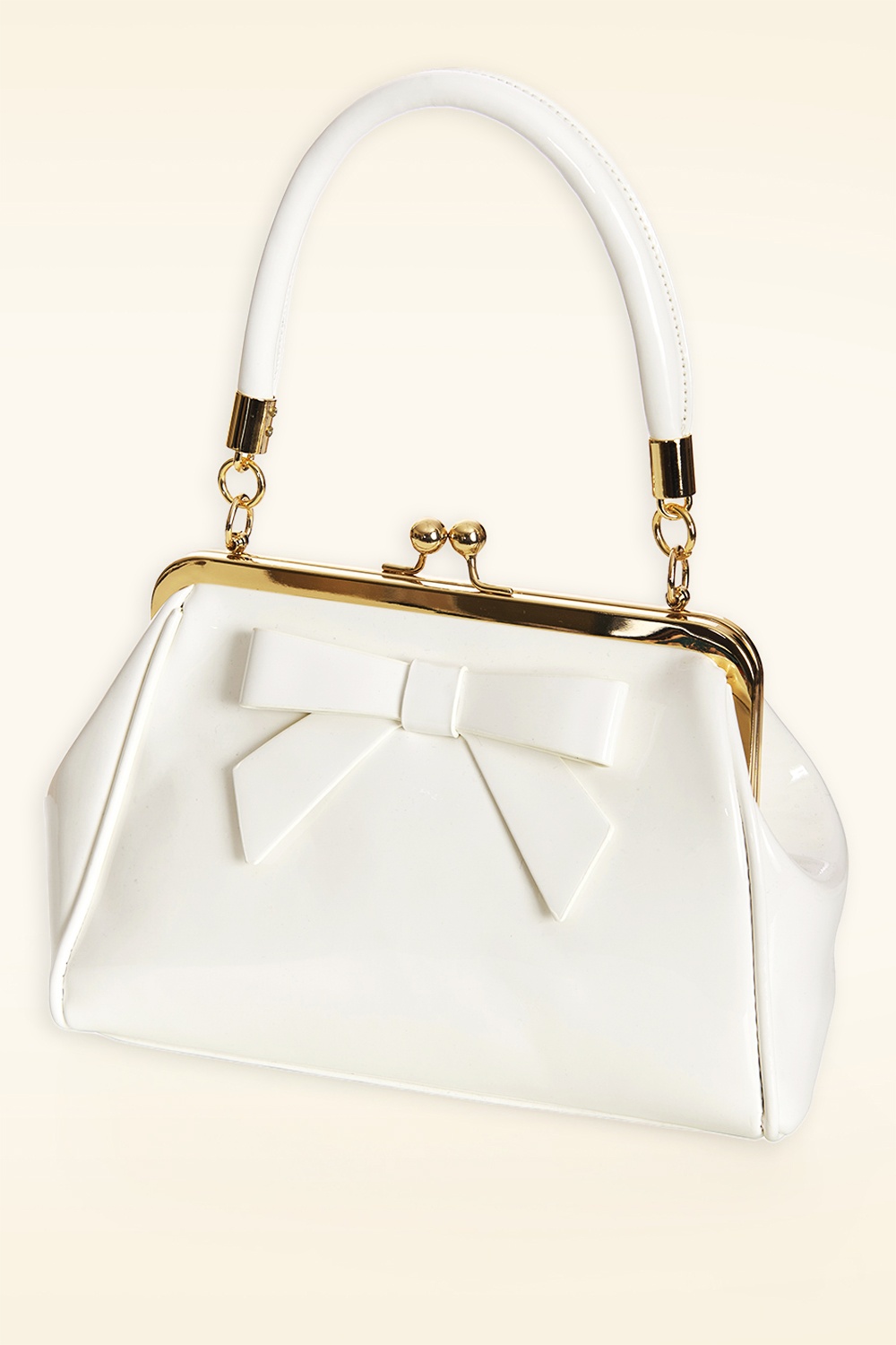 Banned Retro - California Nights lak handtas in gebroken wit