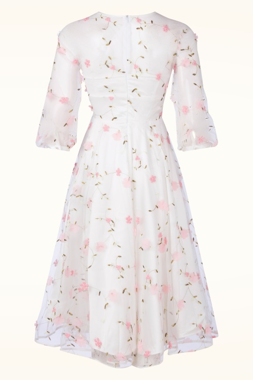 Vintage Diva  - Topvintage exclusive ~ Grace Elizabeth swing jurk met tule in wit 5