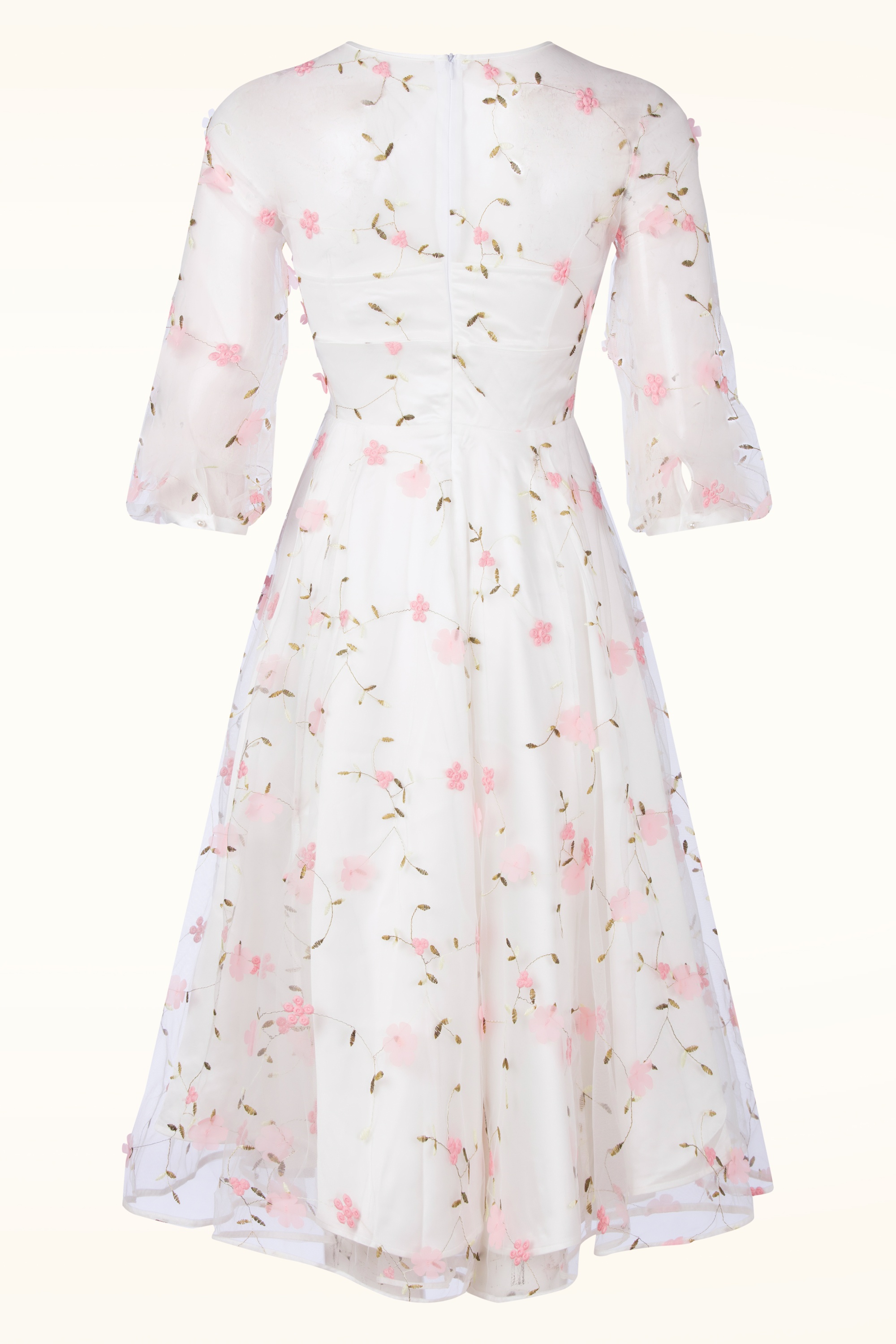 Vintage Diva  - Topvintage exclusive ~ Grace Elizabeth swing jurk met tule in wit 5