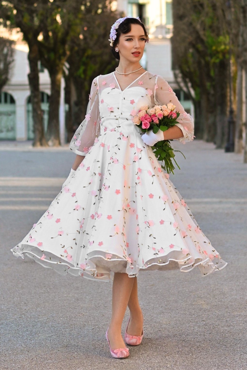 Vintage Diva | Topvintage exclusive ~ Grace Elizabeth Swing Dress in White  Tulle