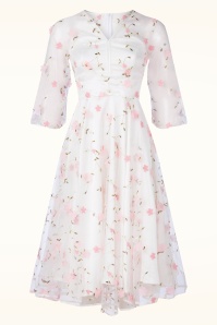 Vintage Diva  - Topvintage exclusive ~ Grace Elizabeth swing jurk met tule in wit 2