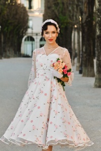 Vintage Diva  - Topvintage exclusive ~ Grace Elizabeth swing jurk met tule in wit 7