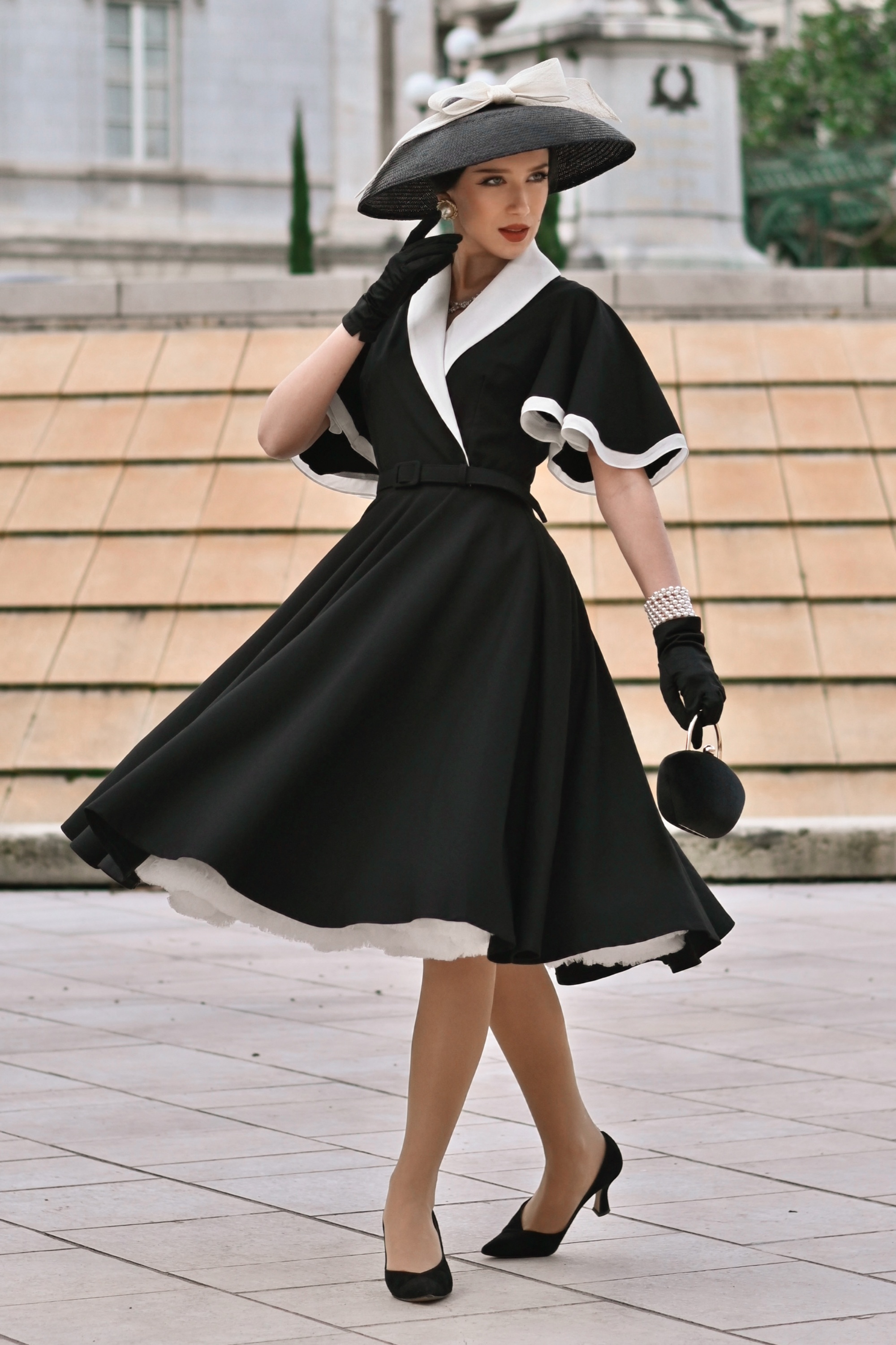 Vintage Diva  - Topvintage exclusive ~ Coco Eliza swing jurk in zwart