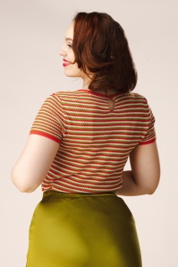 Surkana - Faye Stripe gebreide top in oranje 3