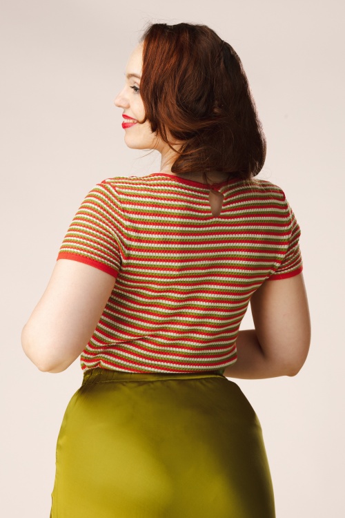 Surkana - Faye Stripe gebreide top in oranje 3