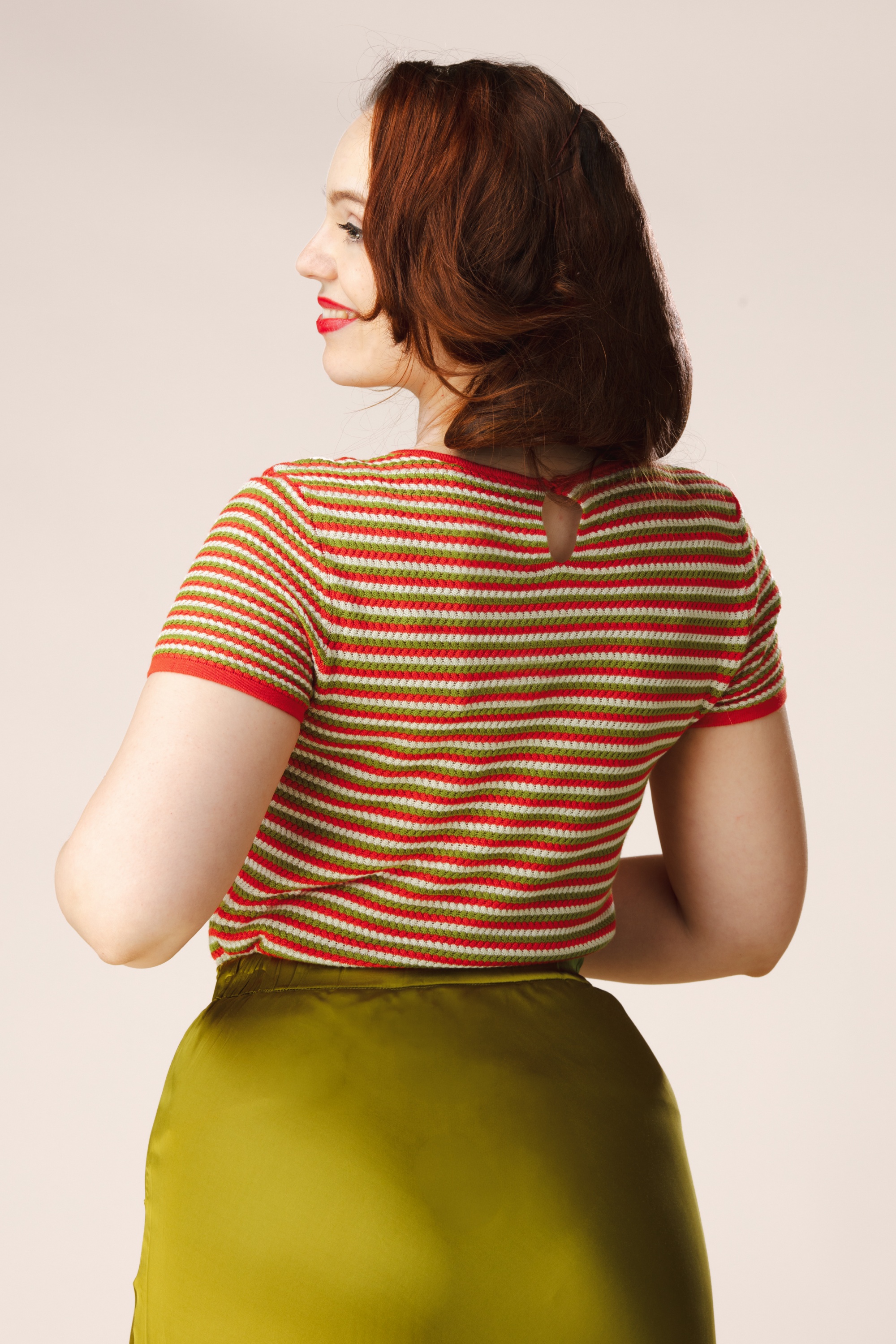 Surkana - Faye Stripe gebreide top in oranje 3