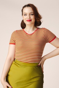 Surkana - Faye Stripe gebreide top in oranje