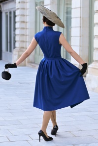 Vintage Diva  - Topvintage exclusive ~ Scarlet pencil jurk met overrok in koningsblauw 7