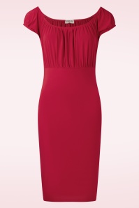 Vintage Chic for Topvintage - Topvintage exclusive ~ Ivy off-shoulder pencil jurk in rood