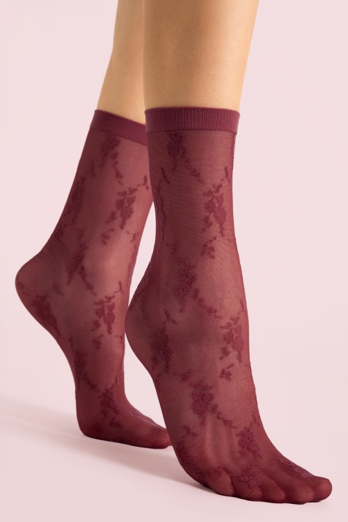 Fiorella - Rosa sokken in bordeaux